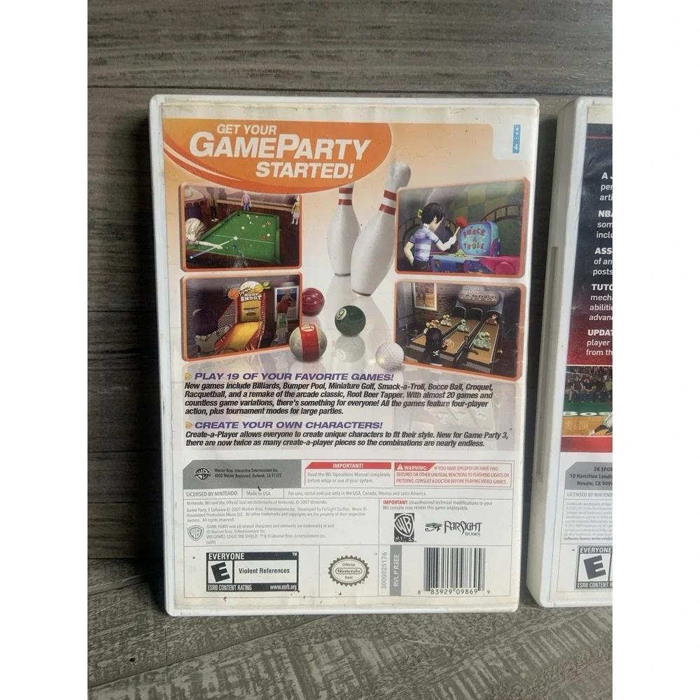NBA 2K13 +‎ Game Party 3  (Nintendo Wii 2012) Lot Of 2 Games Bundle Basketball